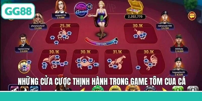 Những cửa cược thịnh hành trong game tôm cua cá